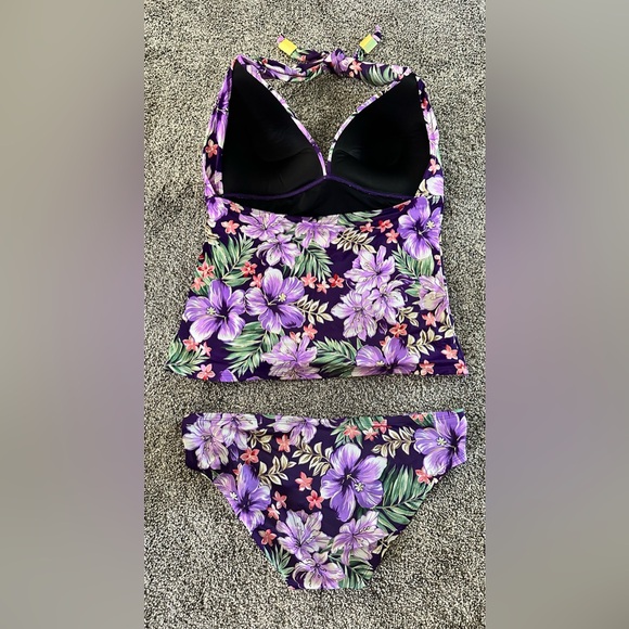 Eco Swim - Women’s Halter Tankini Swim Suit - Top Size 14 - Bottoms Size 12 - Picture 2 of 6